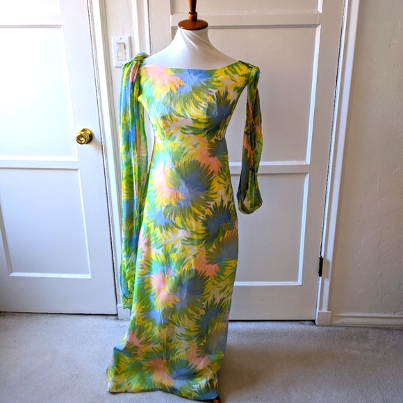 The House Of Bianchi Vintage Multicolor Floral Long Sleeve Dress - Picture 2 of 8